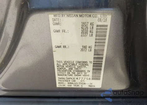 2018 Nissan Altima 2.5 S from USA, damaged, VIN 1N4AL3APXJC477758